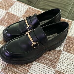 STEVE MADDEN Lando Black Platform Loafers